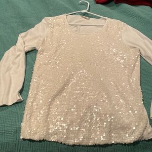 Winter white sequin front top